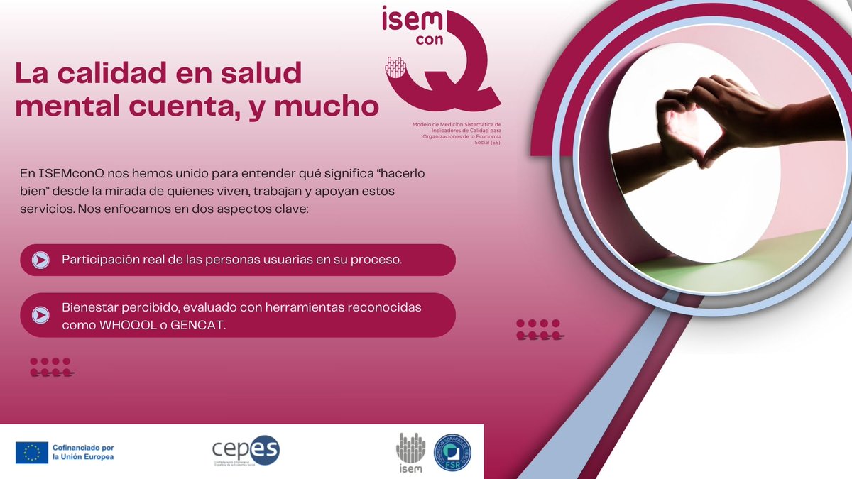 🌟En #ISEMconQ impulsamos una salud mental 🧠 con calidad ⭐ centrada en las personas👥📊Evaluamos participación 🗣️ y bienestar 😊 con el modelo ACIP 💬 y herramientas adaptadas 🛠️

<a href="/CEPES2/">CEPES</a> <a href="/Red_ISEM/">Red ISEM</a> <a href="/GrupoReyArdid/">Grupo Rey Ardid</a> <a href="/UneiGrupo/">Unei</a>

#CEPESEFESO #CEPESFSE #SaludMental #Calidad