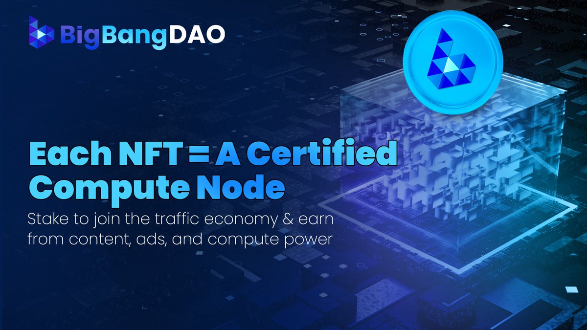 BigBang_DAO's tweet image. π§ #BigBangDAO is redefining NFT utility.
Each NFT = A certified compute node π₯
π₯ Stake your NFT to join the traffic economy
Earn from content, ads, and computing power β all on-chain.
π Be more than a holder. Be a node.
#BigBangDAO #NFTUtility