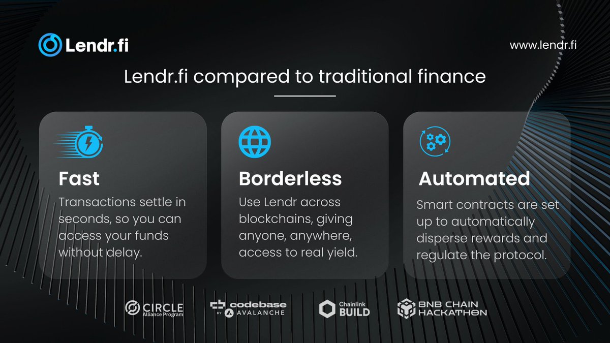 lendrfi's tweet image. Traditional funds: slow, gated, middlemen
Lendr: fast, borderless, automated
The interface is DeFi. The assets are real.
The time is now.