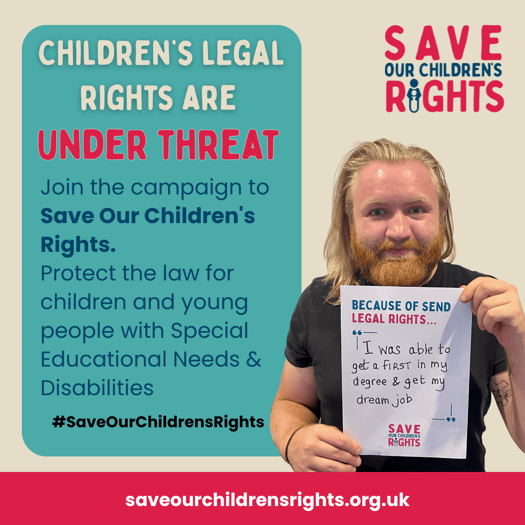 Luca says, "Because of my legal rights, I was able to attend the right school for me, then go on to get a First Class Honours Degree and land my dream job." #SaveOurChildrensRights Join our photo campaign here: saveourchildrensrights.org.uk/photo-campaign #EHCP