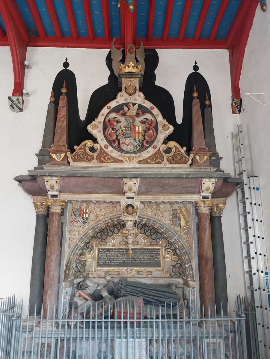 domestic_danger's tweet image. The memorial to Sir William and Margaret Spencer in St Bartholomew's, Yarnton. "They both as they lived virtuously and laudably, soe in assured hope to live eternally in Christ ended this transitory life, he the 18 of December 1609, she the 19 of June 1608"
#MementoMoriMonday