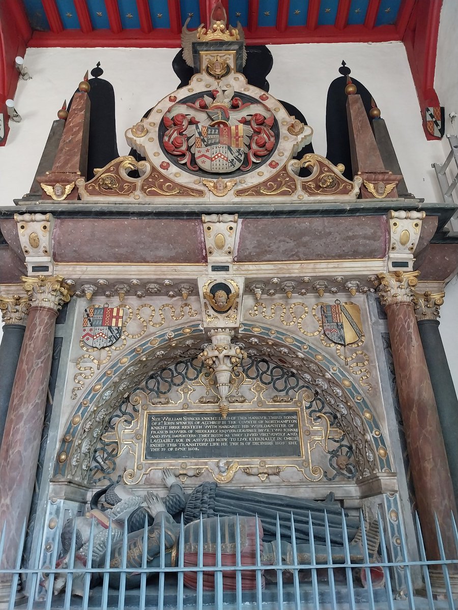 domestic_danger's tweet image. The memorial to Sir William and Margaret Spencer in St Bartholomew's, Yarnton. "They both as they lived virtuously and laudably, soe in assured hope to live eternally in Christ ended this transitory life, he the 18 of December 1609, she the 19 of June 1608"
#MementoMoriMonday