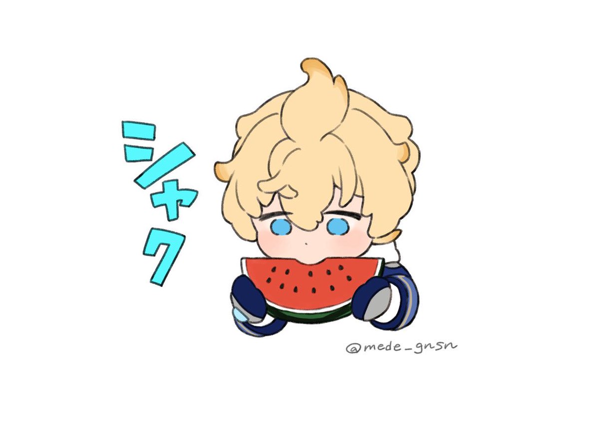 mede_gnsn's tweet image. ミカくんにスイカ食べさせたい