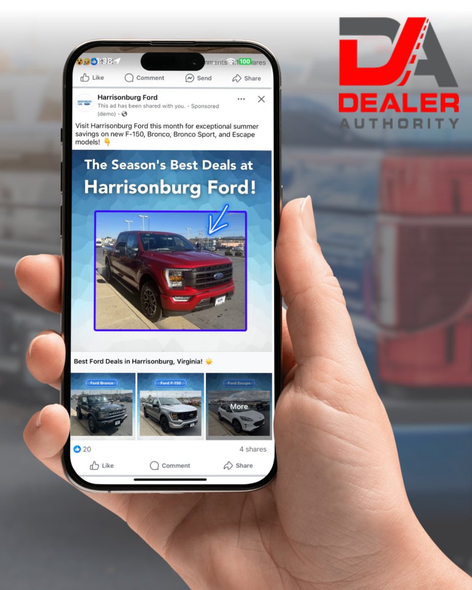 Tired of guessing where your ad dollars are going? 💸

Dealer Authority’s Facebook and Instagram ads put your inventory in front of real in-market shoppers who are ready to buy. Stop hoping and start selling. Sign up today. 🚗

Learn more: bit.ly/446Jgi2