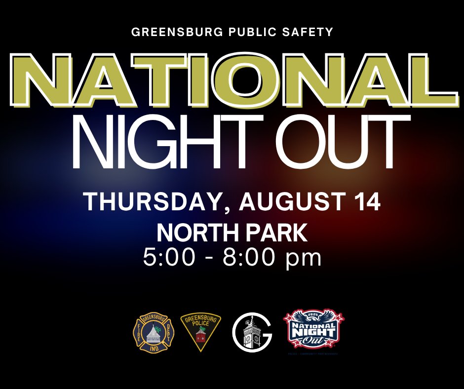National Out is one month away! Make sure to join us at North Park from 5:00-8:00 pm for a great evening of fun and interacting with our public safety team.