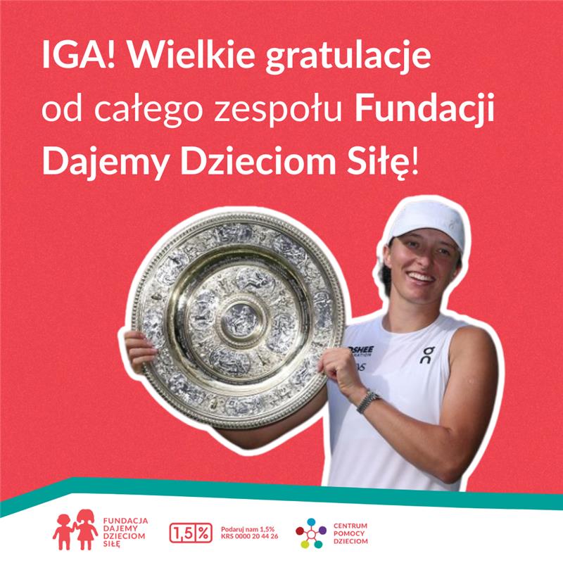 DajemySile's tweet image. Iga! Gratulujemy zwycięstwa w Wimbledonie! 🏆 Pokonując w finałowym meczu Amandę Anisimową 6:0, 6:0, osiągnęłaś historyczny wynik, który na Wimbledonie nie został osiągnięty od 114 lat! 📜
Gratulujemy także całemu teamowi, który wspiera Cię od lat. Zwycięstwo w tak prestiżowym…