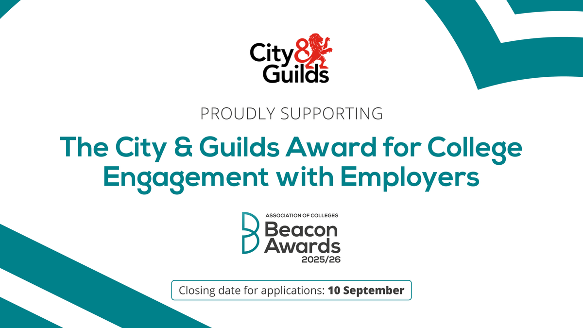 The <a href="/cityandguilds/">City & Guilds</a> Award for College Engagement with Employers recognises colleges with an outstanding ability to provide a direct service to employers and be highly effective in meeting their skills needs. #AoCBeacons.

Find out more and apply: aoc.co.uk/awards/beacon-…