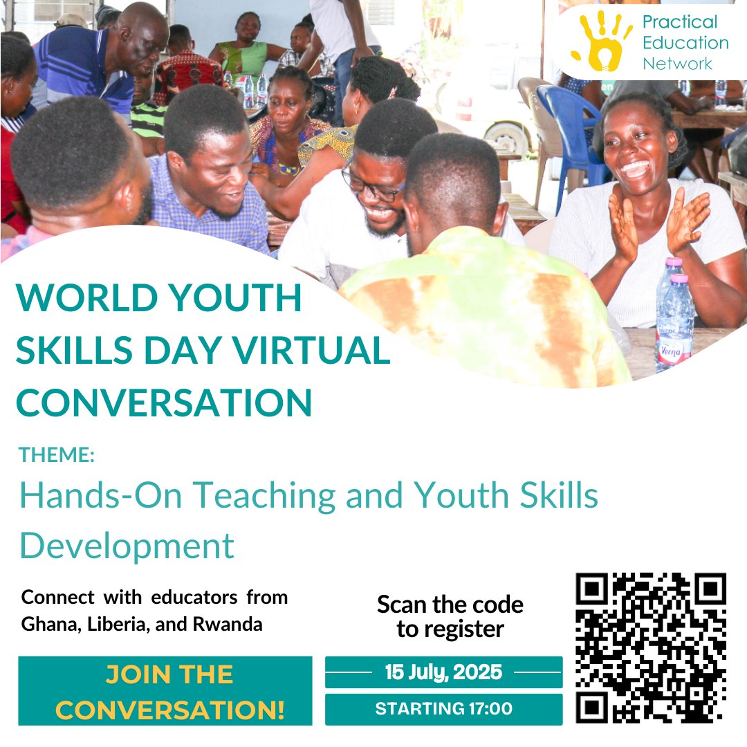 Tomorrow is the day of our Virtual Conversation!
Join educators from Ghana, Liberia &amp; Rwanda as we explore Hands-On Teaching &amp; Youth Skills Development.
📅 Set your reminder, invite your colleagues, and get ready to engage!
Register now: us02web.zoom.us/meeting/regist…
#WYSD2025