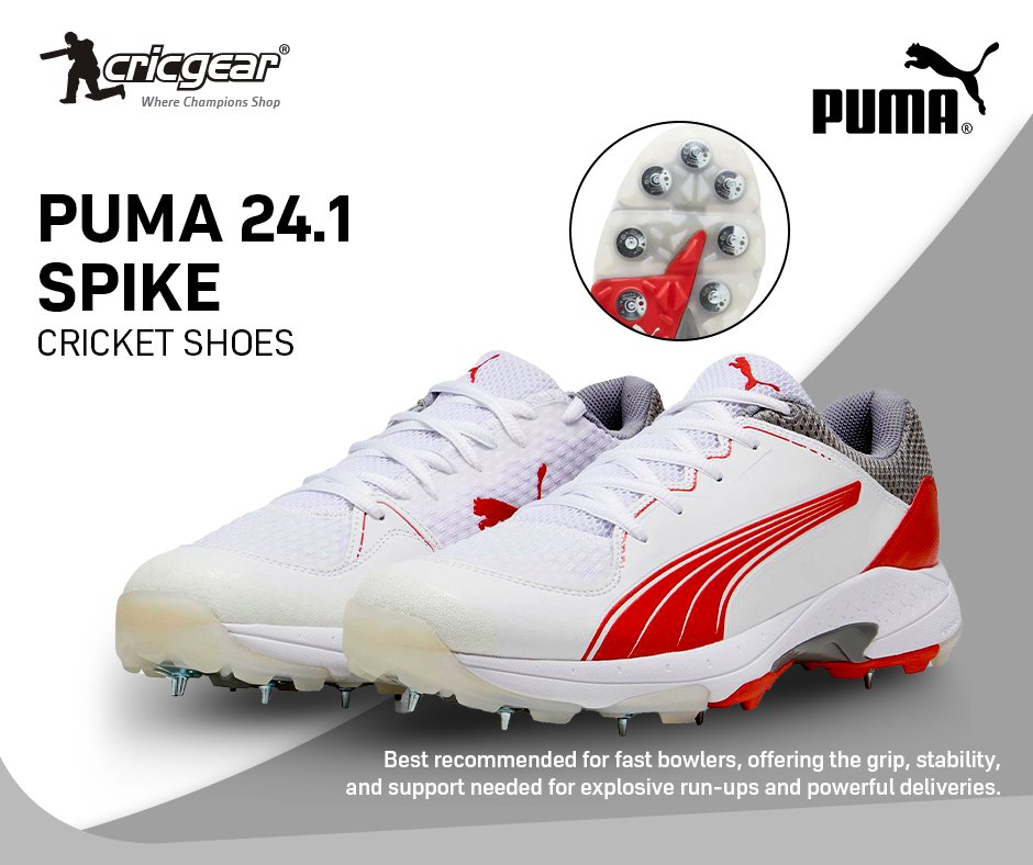 CricGearUK's tweet image. Stay sharp at the crease with the Puma 24.1 Spike Cricket Shoes 
Designed for speed, grip, and all-day comfort on match day.

#PumaCricket #PlayWithPower #CricketEssentials

ow.ly/aTJR50WnQUh