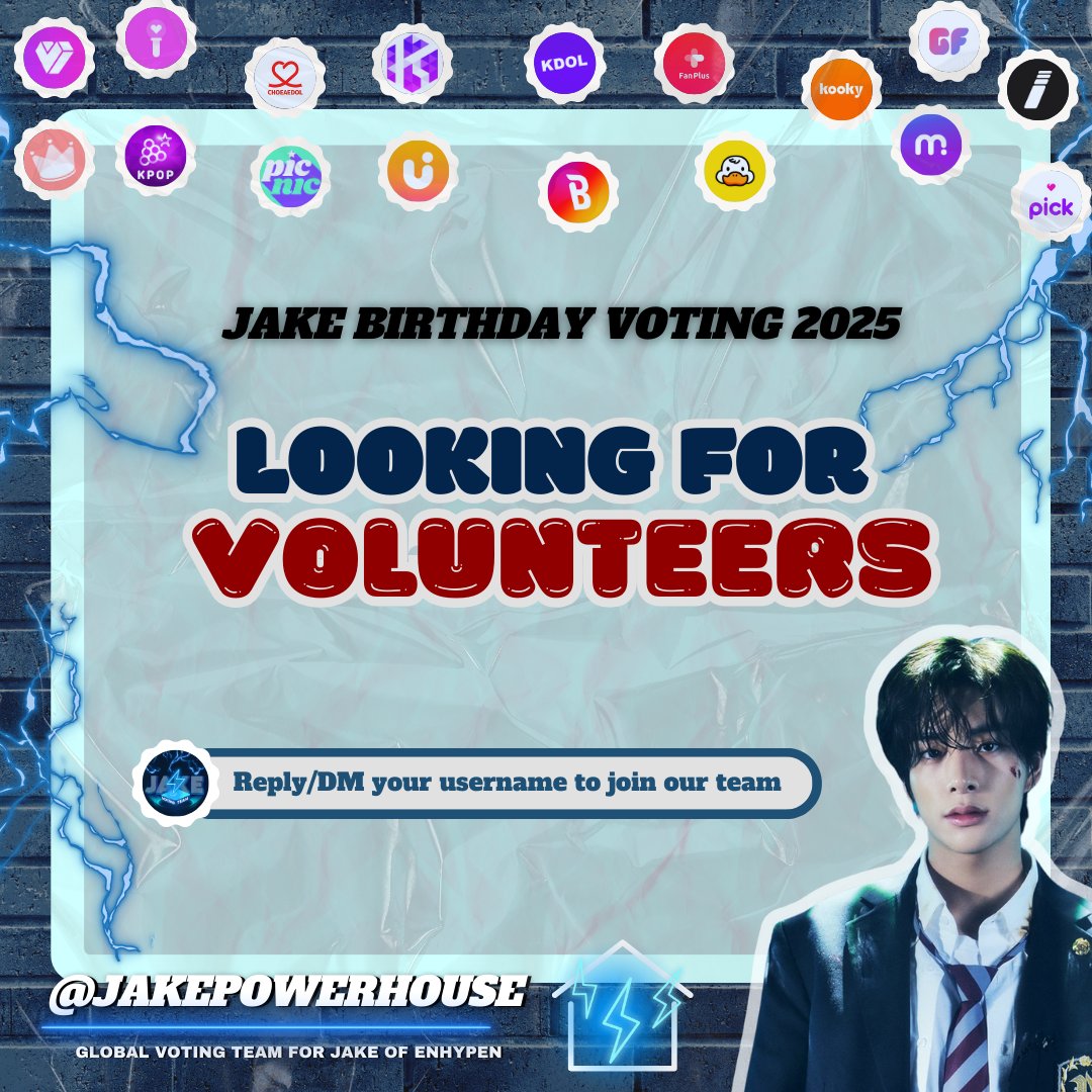 jakepowerhouse's tweet image. [ 📢 ] LOOKING FOR VOLUNTEERS

Jake birthday vote for 2025 is approaching. We need more manpowers to help collect and save the votes for Jake 🥹🙏🏻

[ ‼️ ] DM/Reply your username to join.

#ALLFORJAKE #JAKE #ENHYPEN_JAKE #제이크 #엔하이픈_제이크
