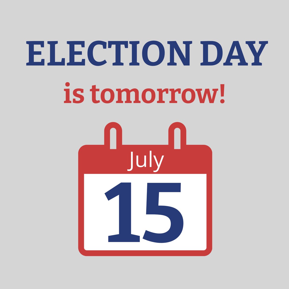 Haven’t voted yet? Tomorrow, Tuesday, July 15, is Election Day and the last day to vote in the statewide Democratic Special Primary Runoff for Georgia PSC District 3. 

Voting will take place only at the Cumming Recreation &amp; Parks Department Event Center from 7 a.m. to 7 p.m.