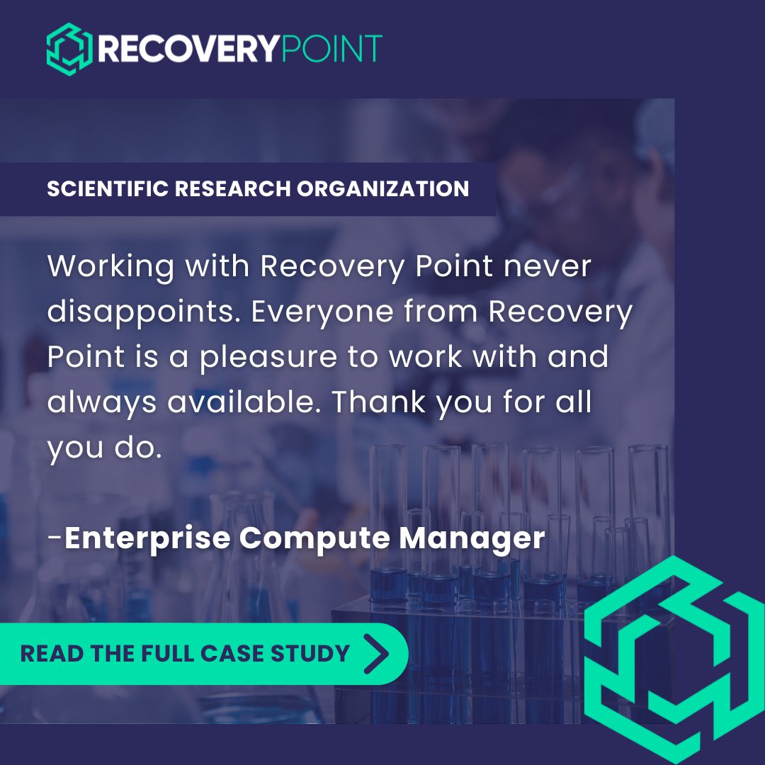 Learn how Recovery Point helped a scientific research organization facilitate a seamless Disaster Recovery migration, maintaining uptime and strengthening their DR posture.

Read now: loom.ly/vYFl2T0

#DisasterRecovery #CyberResilience #DataProtection #DRaaS #DR