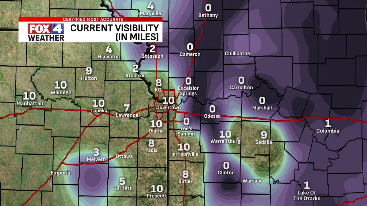 7am Update: Here is a look at current visibility around the area. It's a big issue for the MO side this morning! #fox4kc