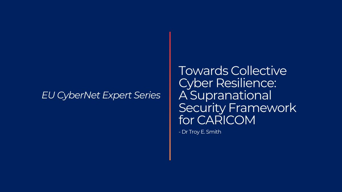eucybernet's tweet image. 👉 The third blog article in #EUCyberNet Expert Blog Series is out!

Smith explores cybersecurity governance in the Caribbean region and discusses how supranational governance framework could enhance regional cyber resilience.

📑 Read here: eucybernet.eu/the-3rd-blog-a…