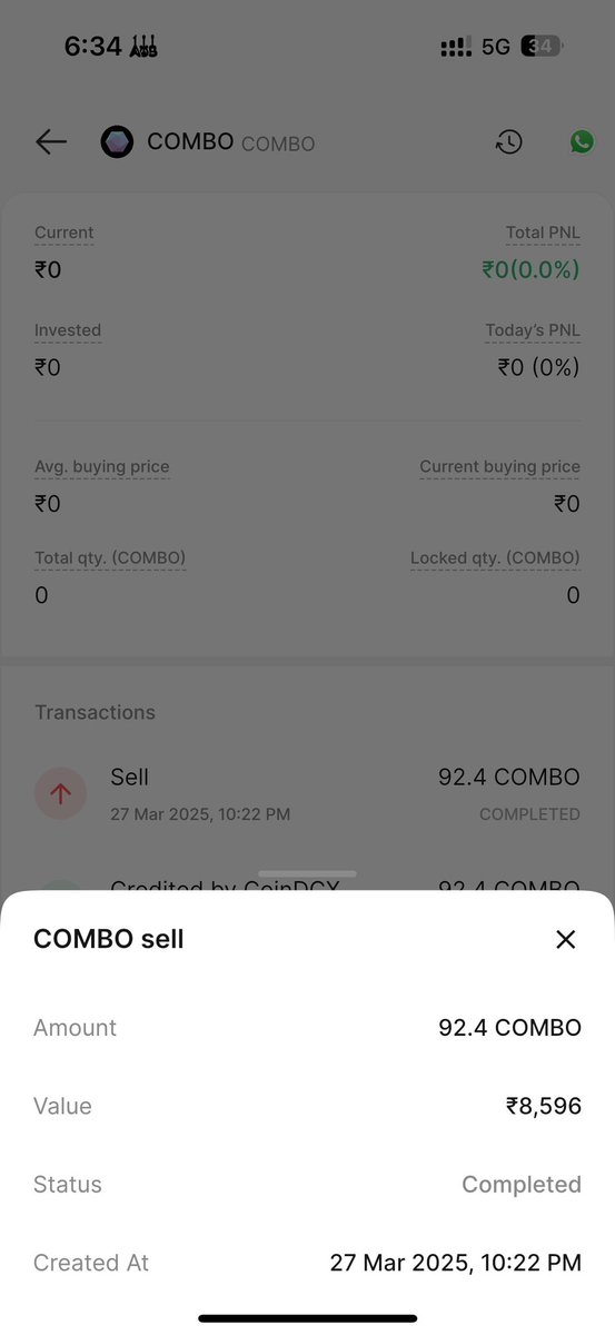 Nexnickworld's tweet photo. @CoinDCX sold Combo coin because that was delisted for Rs. 8596 and add USDT for Rs. 590 and when I am asking, they are saying some bullshit. @SEBI_India https://t.co/IriNifrt76