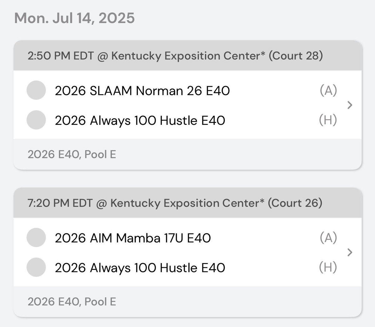 My team is going into final day of R4R Championships 2-0!  Come check us out!

Always 100 Hustle 2026
<a href="/CoachChrisPaul/">CP</a> <a href="/LNGB_Coach/">Coach Stephen Thomas</a> 
<a href="/vjhAlways100/">Always 100</a>