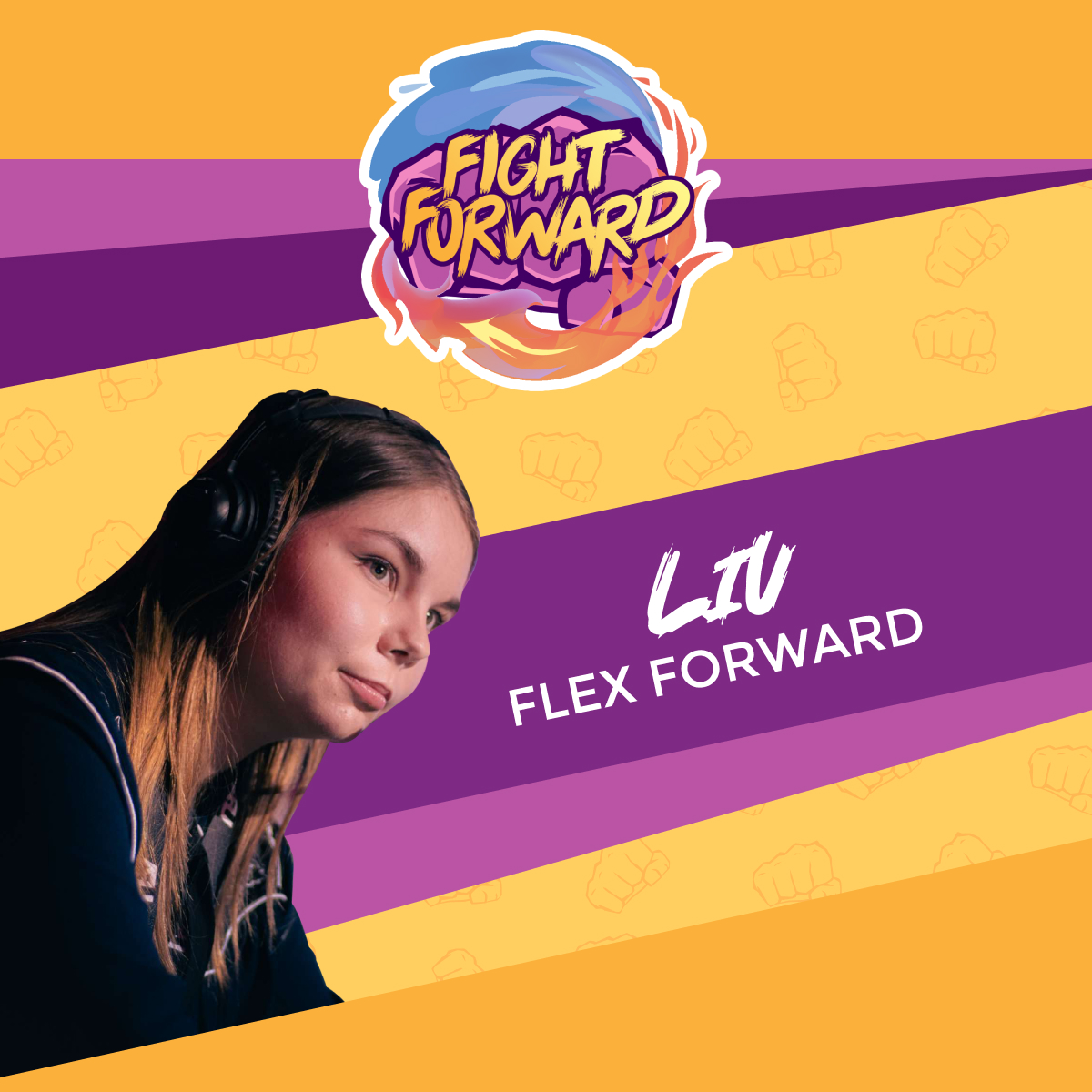 👊Présentation du Bureau de l'Association Fight Forward: 

🟡Liv
🟡Membre fondatrice
🟡Accro aux jeux de rythme
🟡Jeu de combat : Street Fighter V et 6
🟡Autre jeu du kokoro : Final Fantasy XV

💛