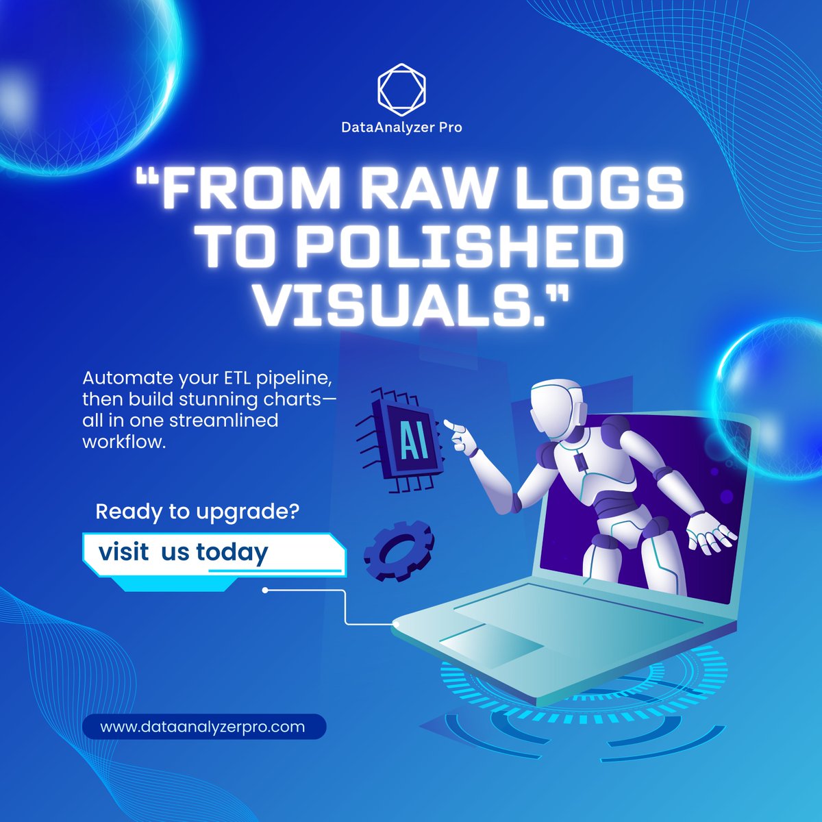 DataanalyzerPro's tweet image. Transform complex data and raw logs into beautifully polished visuals with DataAnalyser Pro. Automate your ETL pipeline and create stunning charts—streamlining your workflow and saving valuable time.