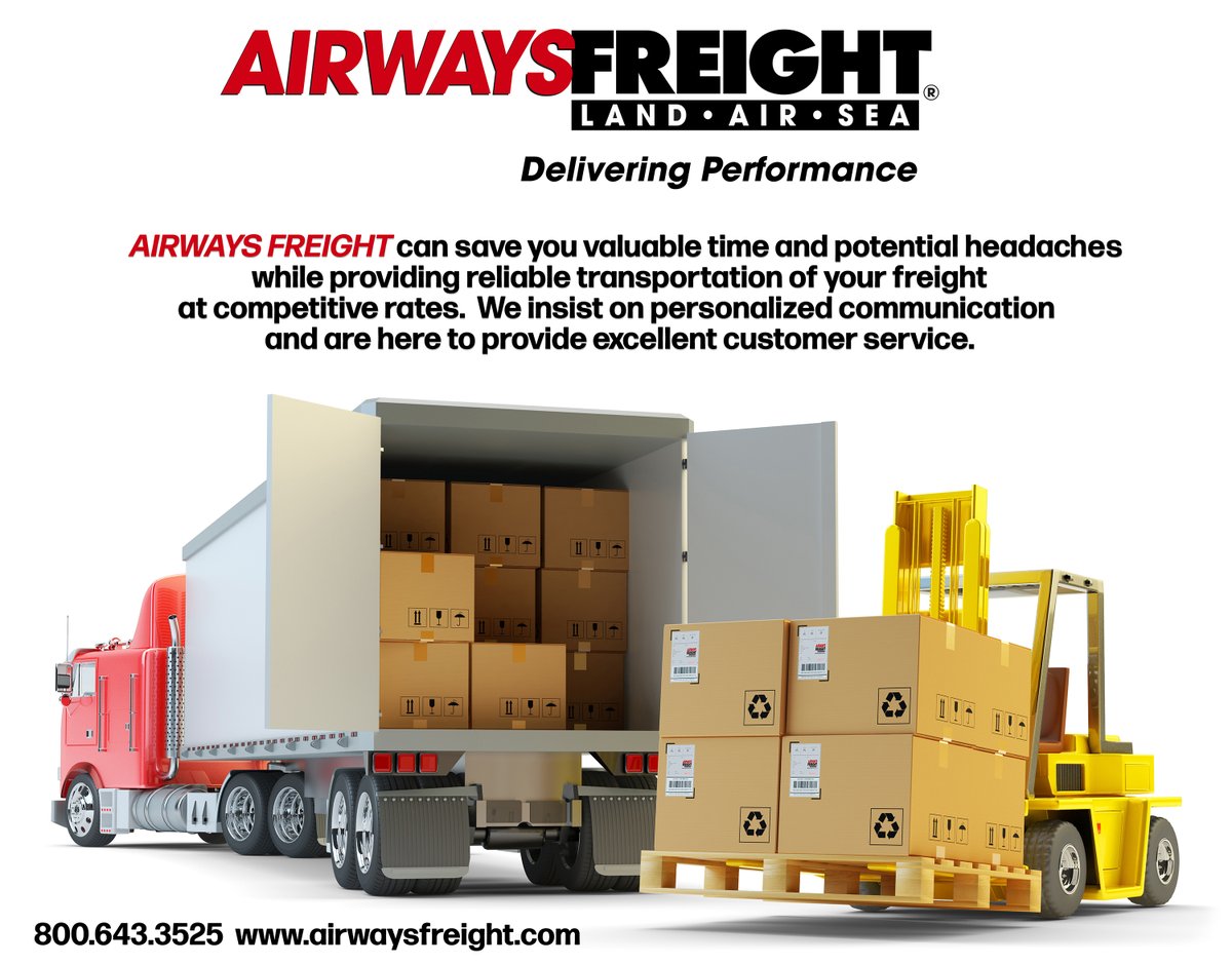 airwaysfreight.com 800.643.3525 #deliveringperformance #freight #shipping #ocean #international #whiteglove #tradeshow #ground #trucking #charter #LTL