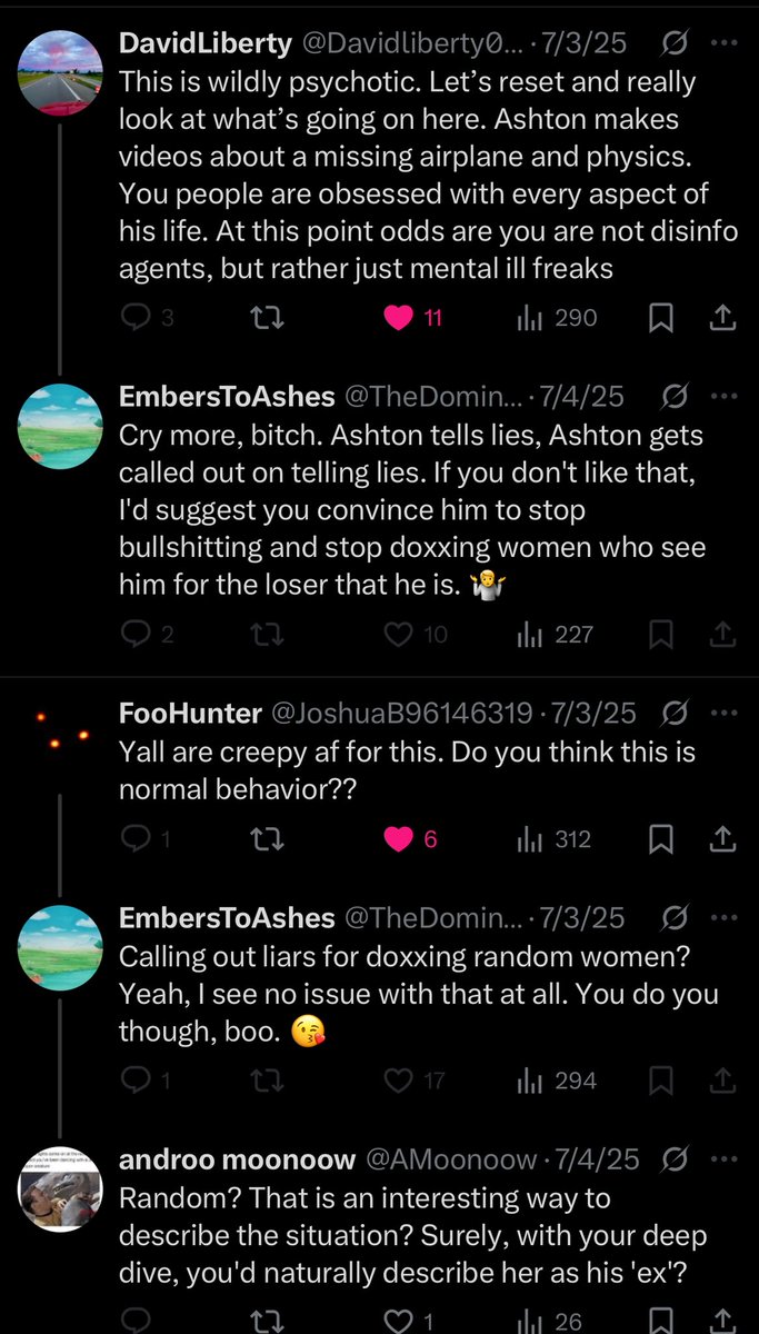 I strong urge everyone to read this thread and see how mentally insane the Redditors are.

The reason their accounts are 100% dedicated to me is they all made X accounts after banning me on Reddit so they could continue their harassment campaign here.

They’re literally sick in