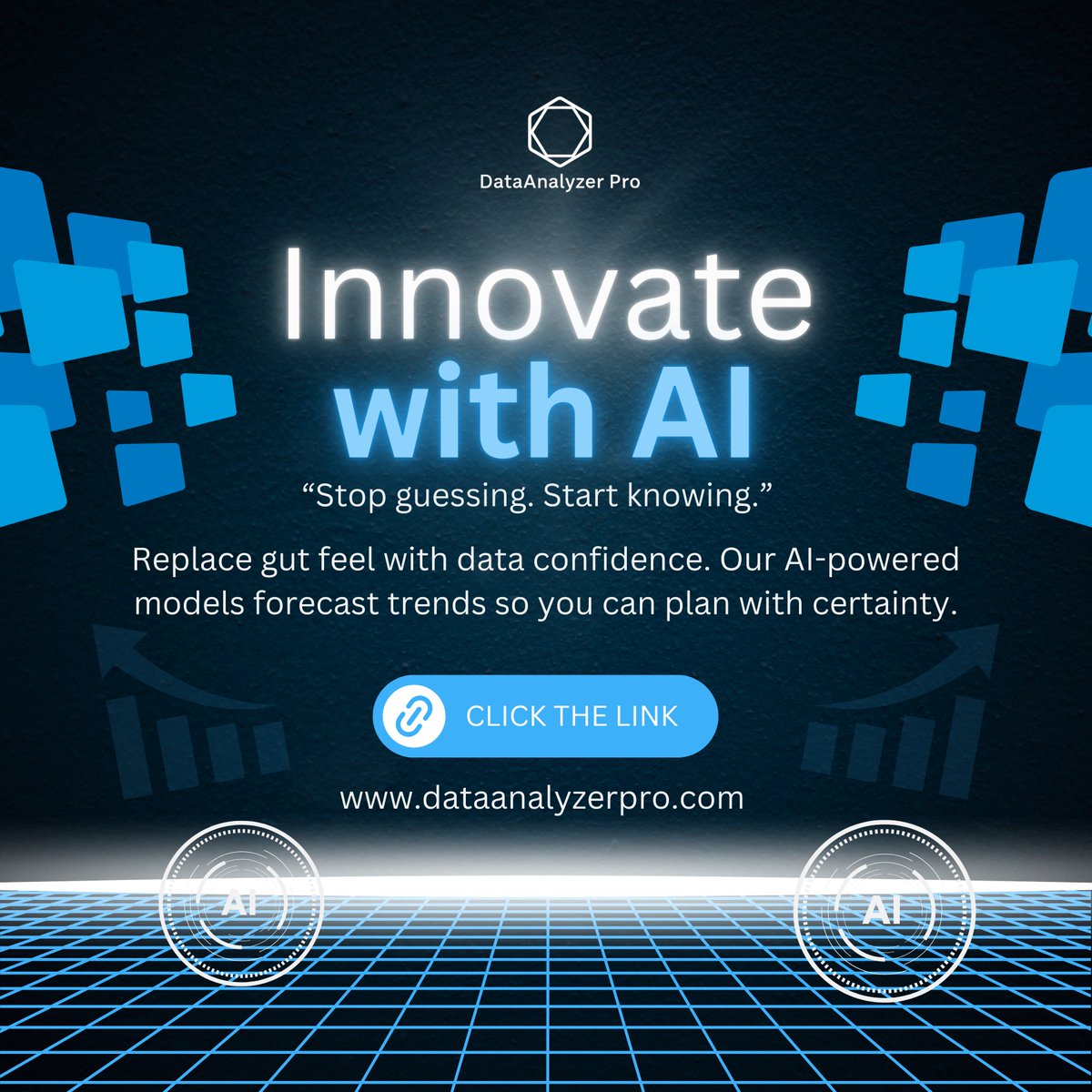 DataanalyzerPro's tweet image. Stop relying on gut feelings and start making data-driven decisions. DataAnalyser Pro's AI-powered models forecast trends with confidence, ensuring that you plan ahead with certainty and accuracy.