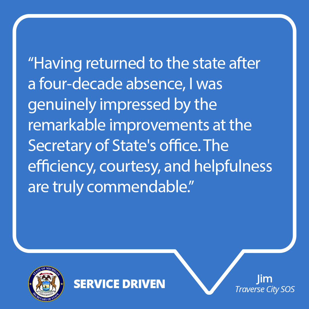MichSoS's tweet image. MDOS is service driven and strives to provide residents with an efficient and positive experience online, at our self-service stations and in our offices.
Go to Michigan.gov/SOS to use our online services, find a self-service station or schedule your visit.