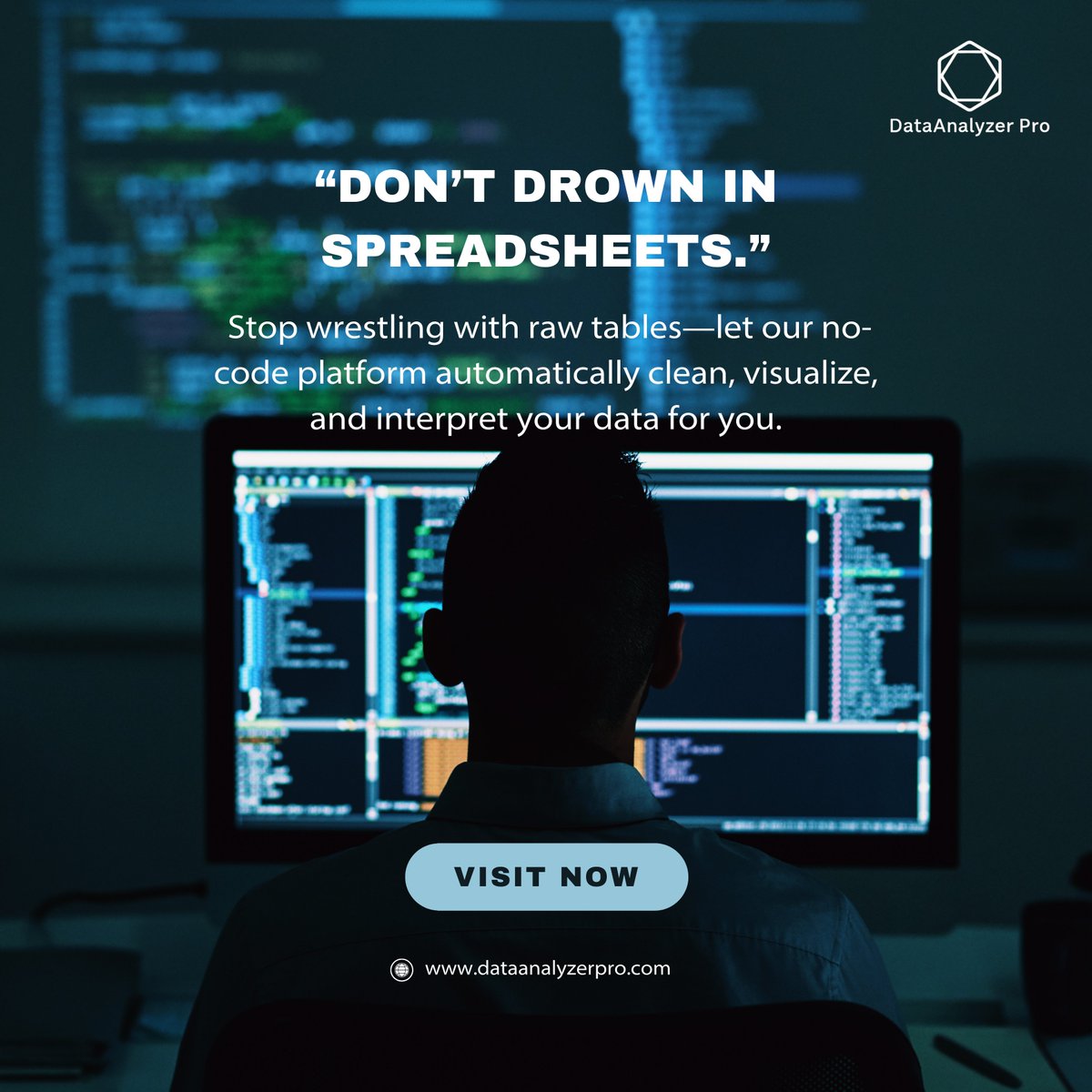 DataanalyzerPro's tweet image. "Stop drowning in raw spreadsheets. Let our no-code platform do the heavy lifting by automatically cleaning, visualizing, and interpreting your data so you can focus on what matters. Visit now to make data analysis easy."
“Don’t drown in spreadsheets.