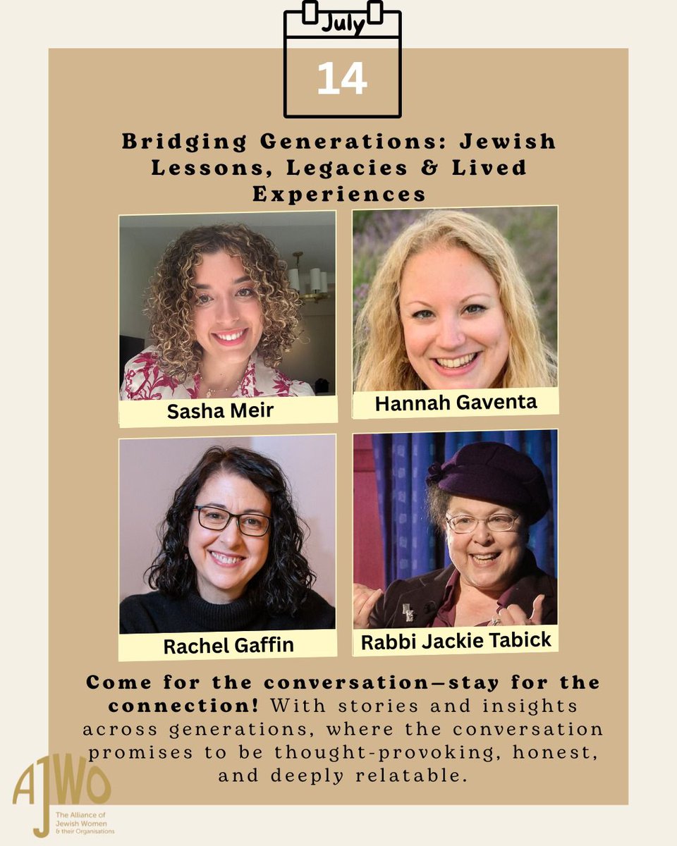 ReformMovement's tweet image. Tonight from 6.30pm, the @AJWO_UK are hosting their Bridging Generations: Jewish Lessons, Legacies & Lived Experiences event.
An intergenerational panel, including Rabbi Dr Jackie Tabick, will lead an evening of insight, connection and creativity.
Info: eventbrite.co.uk/e/bridging-gen…