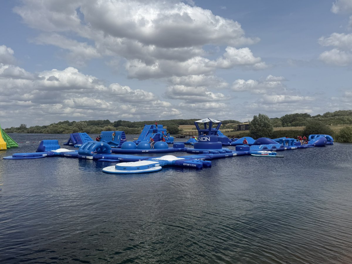 lindsworthsch's tweet photo. Key stage 2 and year 7 are enjoying the weather at their water sports aqua park! Who’s jealous today! https://t.co/3nbtXSEt7W