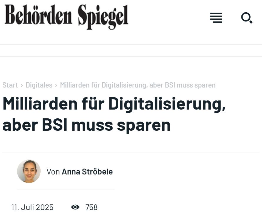 #Cybersecurity hat auch mit #Finanzmitteln zu tun:
Das #BSI-Budget betrug 2024 238 Mio. EUR, 2025 sollen aus dem #BMI-Etat 231 Mio. EUR an das BSI gehen. Das scheint zwar verkraftbar, zu bedenken aber ist, dass die Behörde zugleich immer mehr Aufgaben hat:
behoerden-spiegel.de/2025/07/11/mil…