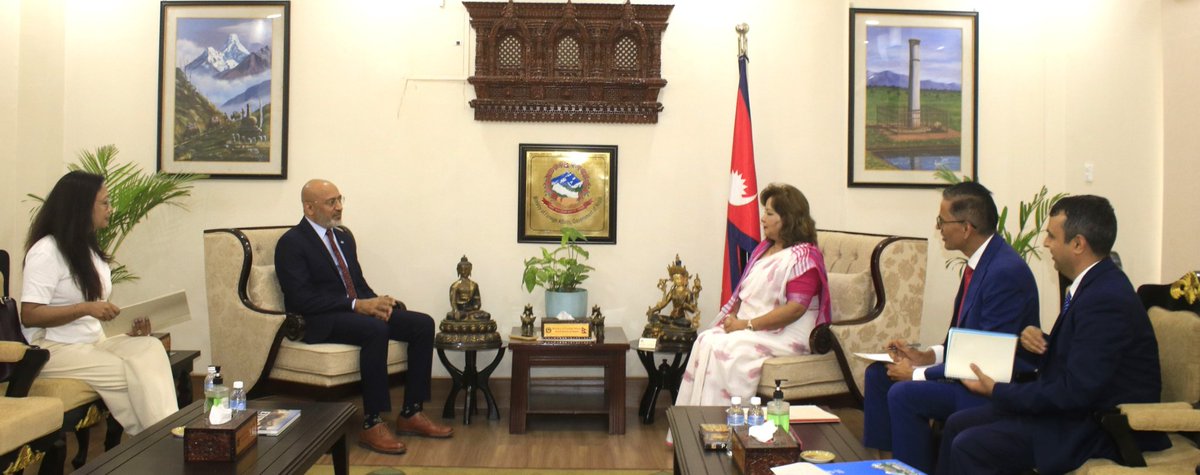 Mr. Riaz Yasin Khan Lodhi, newly appointed WFP Representative to Nepal, presented his credentials to Hon. Minister for Foreign Affairs Dr. Arzu Rana Deuba today. 

Matters related to Nepal-WFP partnership, including strengthening food security, were also discussed on the