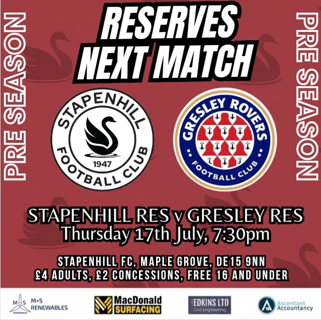 ๐๐ฉ๐๐ฅ๐๐ฃ๐๐๐ก๐ก ๐๐พ โฝ๏ธ (@stapenhillfc1) on Twitter photo RESERVES HOME MATCH | Stapenhill Reserves will be in pre season action on Thursday evening, in a home match against <a href="/gresleyreserves/">Gresley Rovers Reserves</a>
Come on down and get behind Jake Lynch and Steve Wayte's lads, as they prepare for the Reserves 3rd season
<a href="/luke_edkins/">Luke Edkins</a> <a href="/mandsrenewables/">M+S Renewables</a> RESERVES HOME MATCH | Stapenhill Reserves will be in pre season action on Thursday evening, in a home match against <a href="/gresleyreserves/">Gresley Rovers Reserves</a>
Come on down and get behind Jake Lynch and Steve Wayte's lads, as they prepare for the Reserves 3rd season
<a href="/luke_edkins/">Luke Edkins</a> <a href="/mandsrenewables/">M+S Renewables</a>
