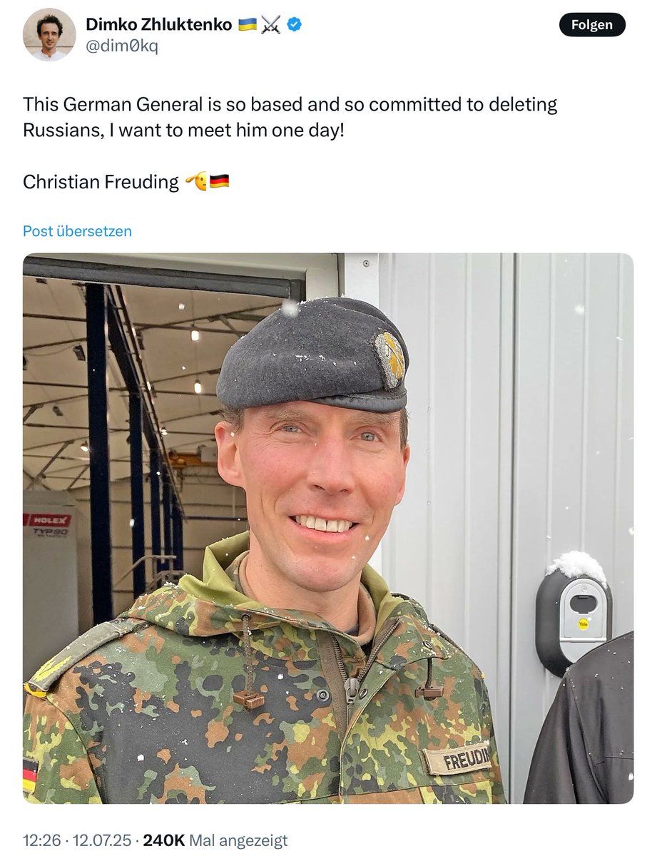 Ein deutscher Befehlshaber an der Ostfront, der laut Ukrainern „entschlossen ist, Russen auszulöschen“. Ein Kanzler, der innerhalb von vier Jahren kriegstüchtig sein will. Ein Heer, das im Eiltempo aufgerüstet werden soll. 

Bitte gehen Sie weiter, es gibt hier nichts zu sehen.