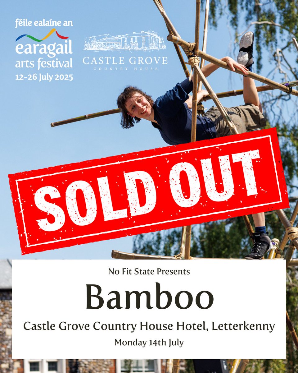 Earagail Arts Festival (@earagailarts) on Twitter photo SOLD OUT: today's 2pm performance of Bamboo at Castle Grove Country House has sold out - please do not travel if you don't have a ticket! We still have circus shows coming to Castlefinn and Dunlewey with Family of 5 Tickets only €30, Save 20%! eaf.ie SOLD OUT: today's 2pm performance of Bamboo at Castle Grove Country House has sold out - please do not travel if you don't have a ticket! We still have circus shows coming to Castlefinn and Dunlewey with Family of 5 Tickets only €30, Save 20%! eaf.ie