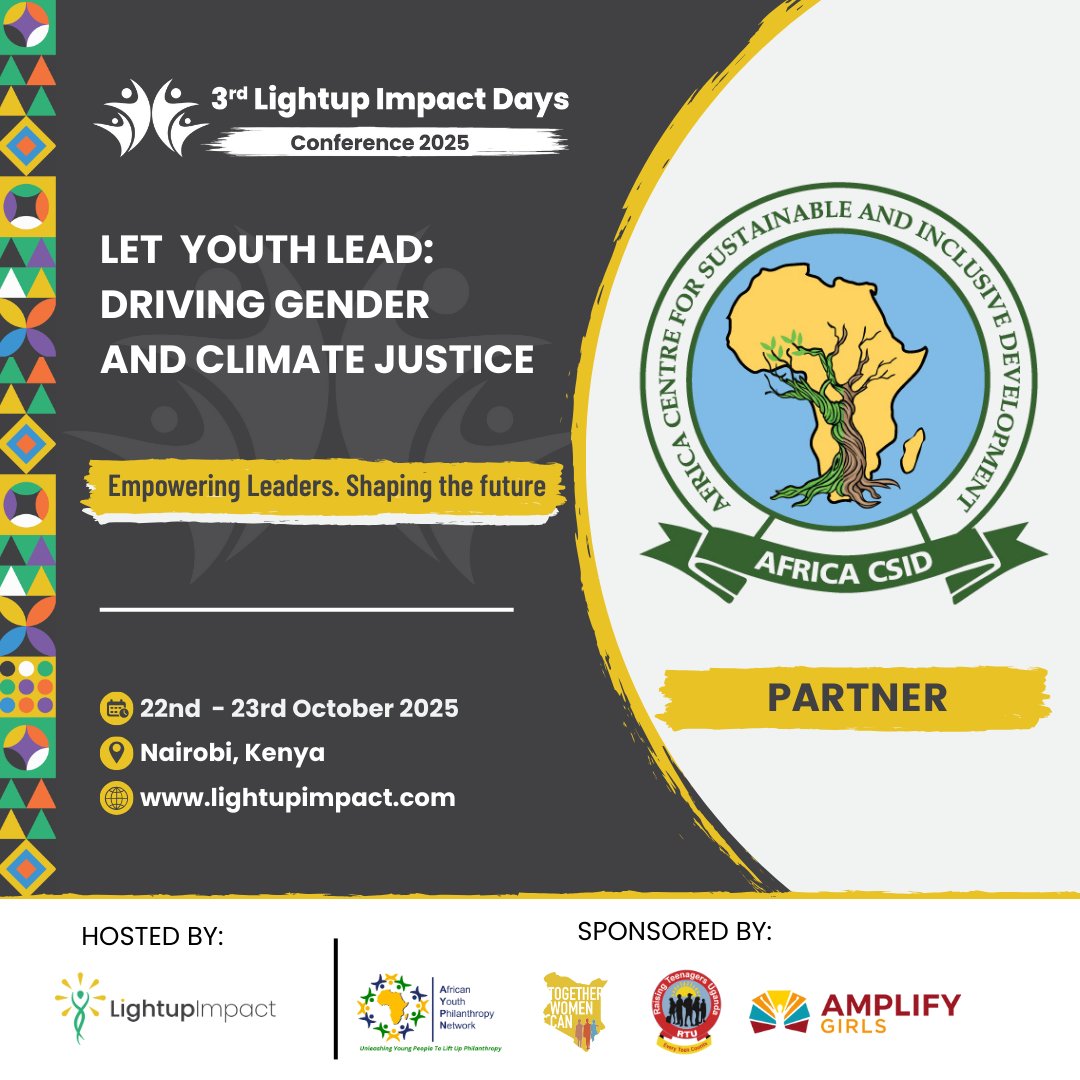 LightupImpact's tweet image. We’re excited to welcome @africacsid as a partner for #LightupImpactDays2025 Conference. They're championing youth & women in climate action & inclusive dev't
Learn more about our conference & partners at: bit.ly/3GJsah2
Partner with us: conference@lightupimpact.com