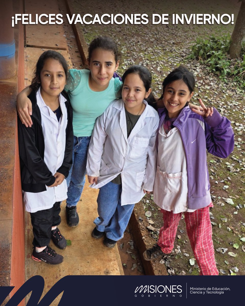 ❄️ Felices vacaciones de invierno para todos los estudiantes misioneros 🏫

Llegó el momento de un merecido descanso, para recargar energías, compartir en familia y disfrutar de las actividades al aire libre. 🥶🌨️

#Misiones
#EsEntreTodos
#Educación