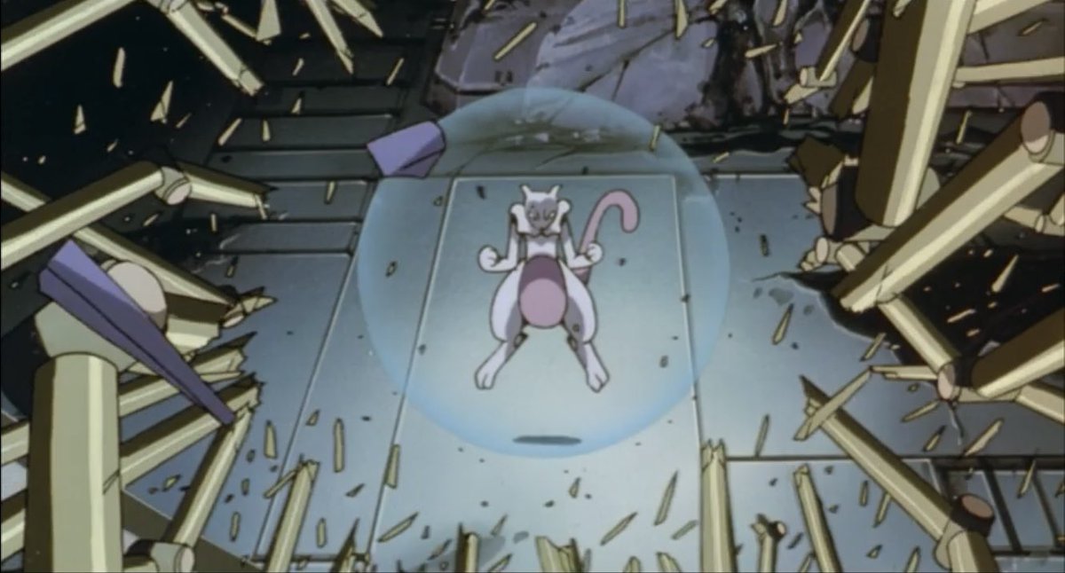 mewtwo_lives's tweet image. 研究所で暴れ始めたミュウツーを捕獲装置のようなものが抑えつけようとするが、そんなもの一瞬で軽々と全て破壊してあっという間に研究所を焼き尽くすこの圧倒的強さ…今でも印象に残っている。
我ココでは仲間を人質にされて屈したけど、本来の力を出せばミュウツーは人間の機械ごときに負けない。