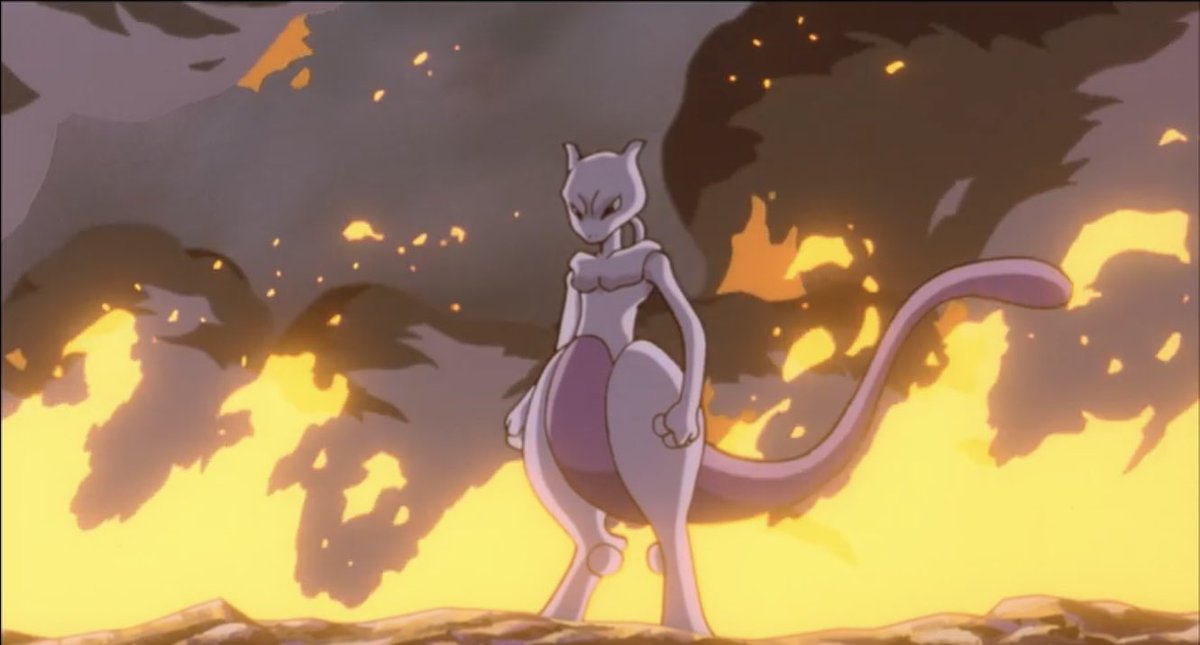mewtwo_lives's tweet image. 研究所で暴れ始めたミュウツーを捕獲装置のようなものが抑えつけようとするが、そんなもの一瞬で軽々と全て破壊してあっという間に研究所を焼き尽くすこの圧倒的強さ…今でも印象に残っている。
我ココでは仲間を人質にされて屈したけど、本来の力を出せばミュウツーは人間の機械ごときに負けない。