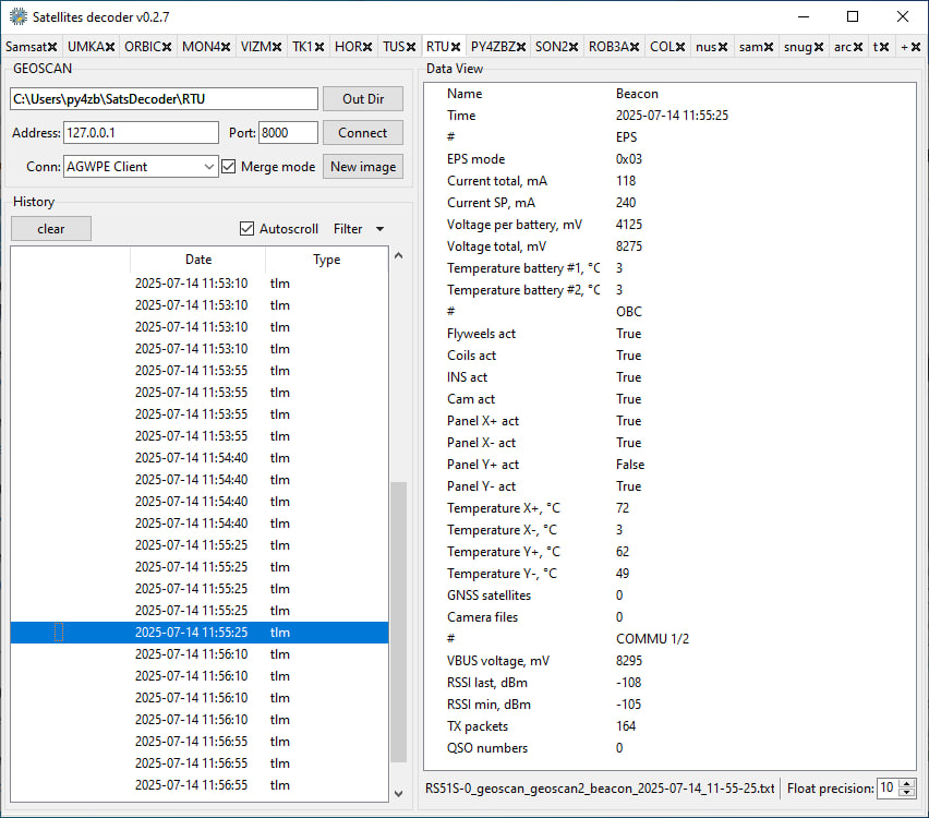 RTU MIREA1 over Brazil