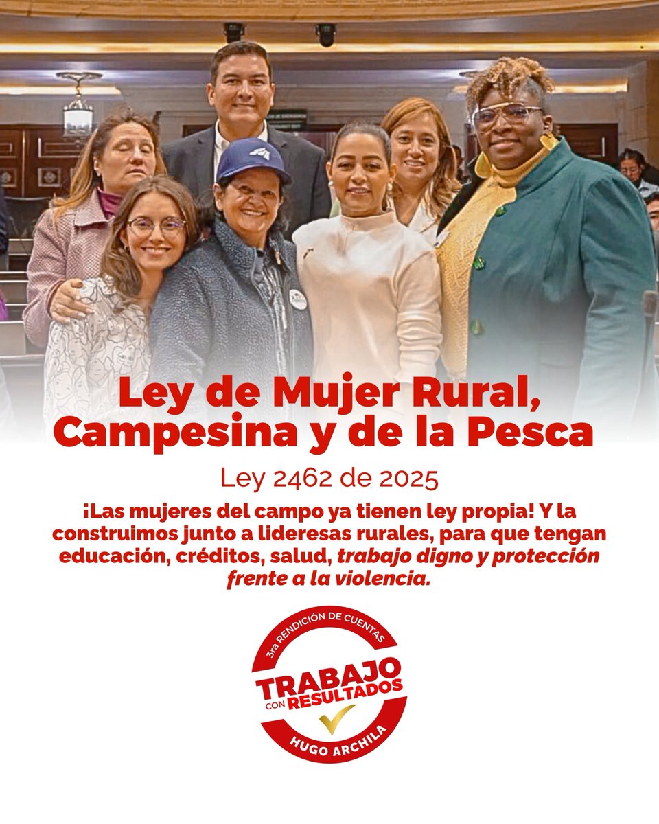 HugoArchilaS's tweet image. Una de nuestras leyes más luchadas ¡Ya es una realidad! 💪🏼Por ellas y para ellas: Las Mujeres Rurales, Campesinas y de la Pesca. Así rindo cuentas a los casanareños #TrabajoConResultados 💪🏼