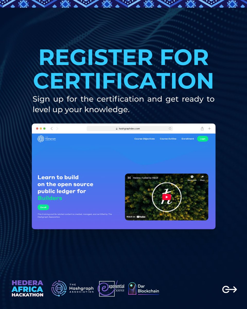 Hedera_Hacks's tweet image. The secret to standing out in the #HederaAfricaHackathon?
👉🏽 Mastering the essentials and getting officially certified!
𝐖𝐡𝐚𝐭’𝐬 𝐢𝐧𝐬𝐢𝐝𝐞?
🔑Web3 knowledge to sharpen your project
🔑Hands-on experience with Hedera’s tech
🔑Certification to show you’re hackathon-ready…