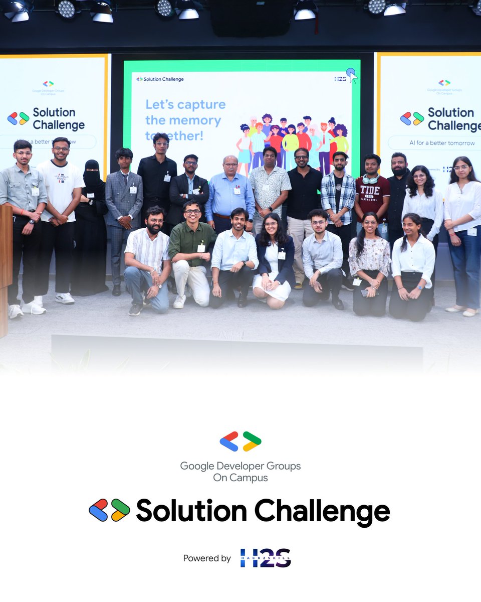 hack2skill's tweet image. The Grand Finale of the GDG on Campus Solution Challenge, powered by Hack2skill lit up the Google office in Gurugram with the energy of student-developers!
#SolutionChallenge #GDGonCampus #Hack2skill