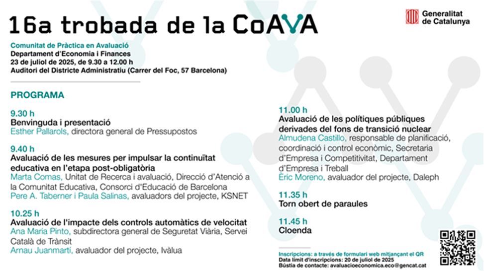 📅 El 23 de juliol, en <a href="/PereATaberner/">Pere A. Taberner</a> i la Paula Salinas (#KSNET) presentaran l’avaluació de les mesures per impulsar la continuïtat educativa en l’etapa post-obligatòria a la 16a trobada de la Comunitat de Pràctica en Avaluació (#COAVA). Inscriu-te👇forms.office.com/pages/response…