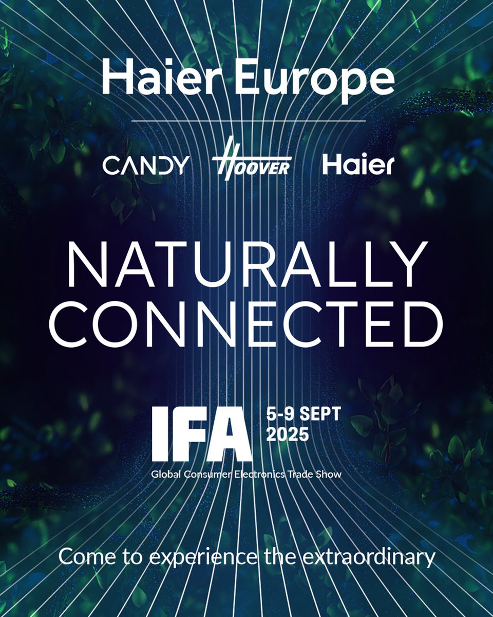 Haier Europe (@haiereurope) on Twitter photo We are excited to share that we will be participating once again at <a href="/IFA_Berlin/">IFA Berlin</a> â the worldâs leading event for consumer electronics and home appliances.
From September 5 to 9, we will bring our "Naturally Connected" vision to life in an immersive 3,000 sqm environment.
#IFA2025 We are excited to share that we will be participating once again at <a href="/IFA_Berlin/">IFA Berlin</a> â the worldâs leading event for consumer electronics and home appliances.
From September 5 to 9, we will bring our "Naturally Connected" vision to life in an immersive 3,000 sqm environment.
#IFA2025