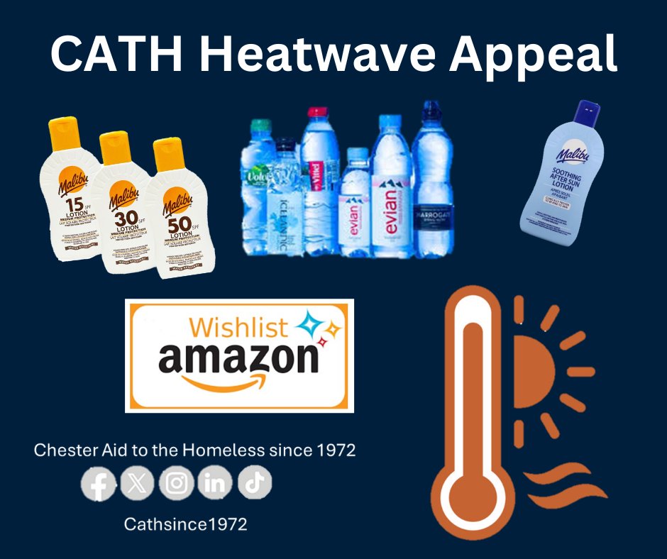 cathsince1972's tweet image. ☀️ Heatwave Appeal – We Need Your Help! ☀️
As temperatures rise, so does the risk to those facing extreme heat without proper protection. We're launching our Heatwave Appeal and urgently need the following items:
💧 Bottled Water
🧴 Suncream
🌞 After Sun
🧢 Caps / Summer Hats…