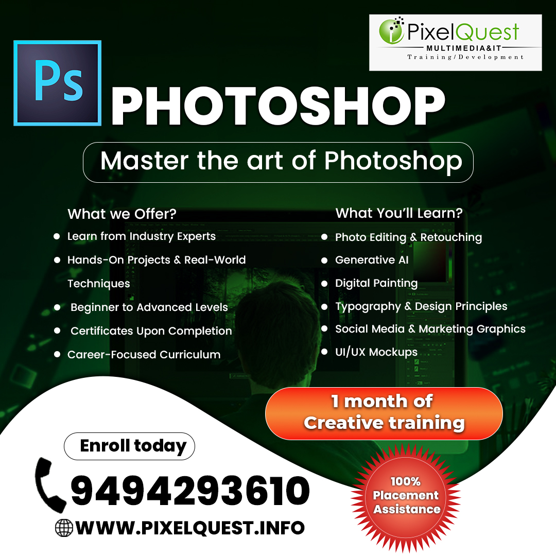 DmPixelquest's tweet image. 🎨 Master Photoshop with PixelQuest – Unleash Your Creative Potential!

#PhotoshopTraining #GraphicDesignCourse #PixelQuest #PhotoshopSkills #LearnPhotoshop #DesignAcademy #CreativeCareer #PhotoEditing #DigitalArt #HyderabadDesignInstitute #UIUXDesign #MarketingGraphics