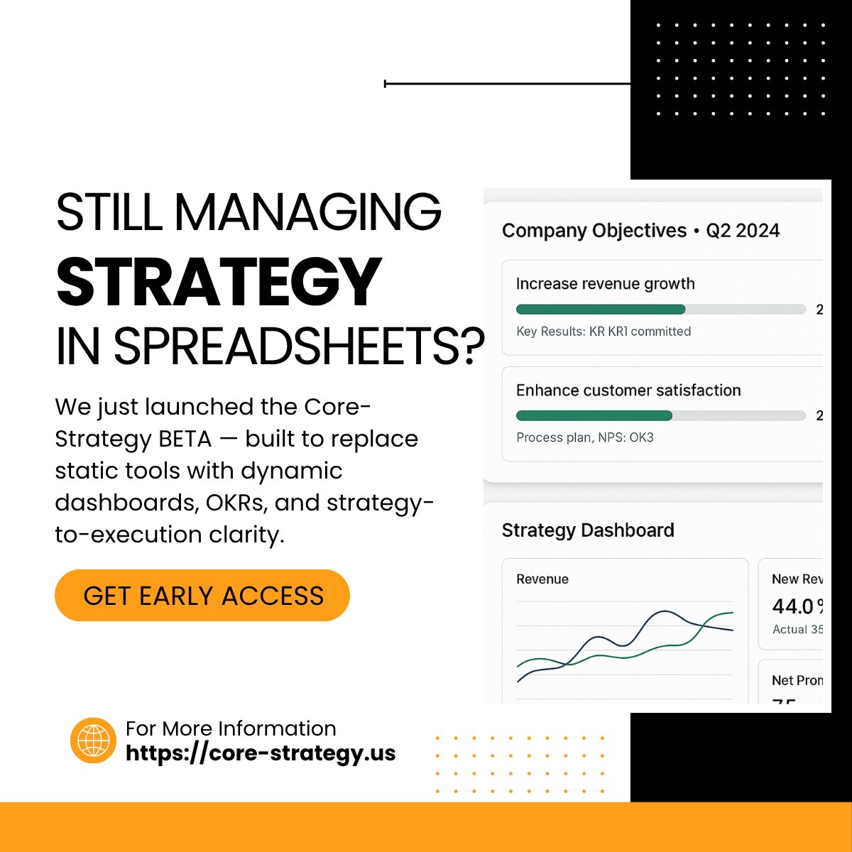 Core_CSI's tweet photo. Now Live: Core-Strategy BETA
Say goodbye to static tools and hello to dynamic dashboards, OKRs, and execution clarity.
If you lead teams or drive strategy — this is your new secret weapon. https://t.co/F76PBUffAH
#LeadershipTools #OKRSoftware #AgileExecution #CoreStrategy https://t.co/Kkl0Utdpix