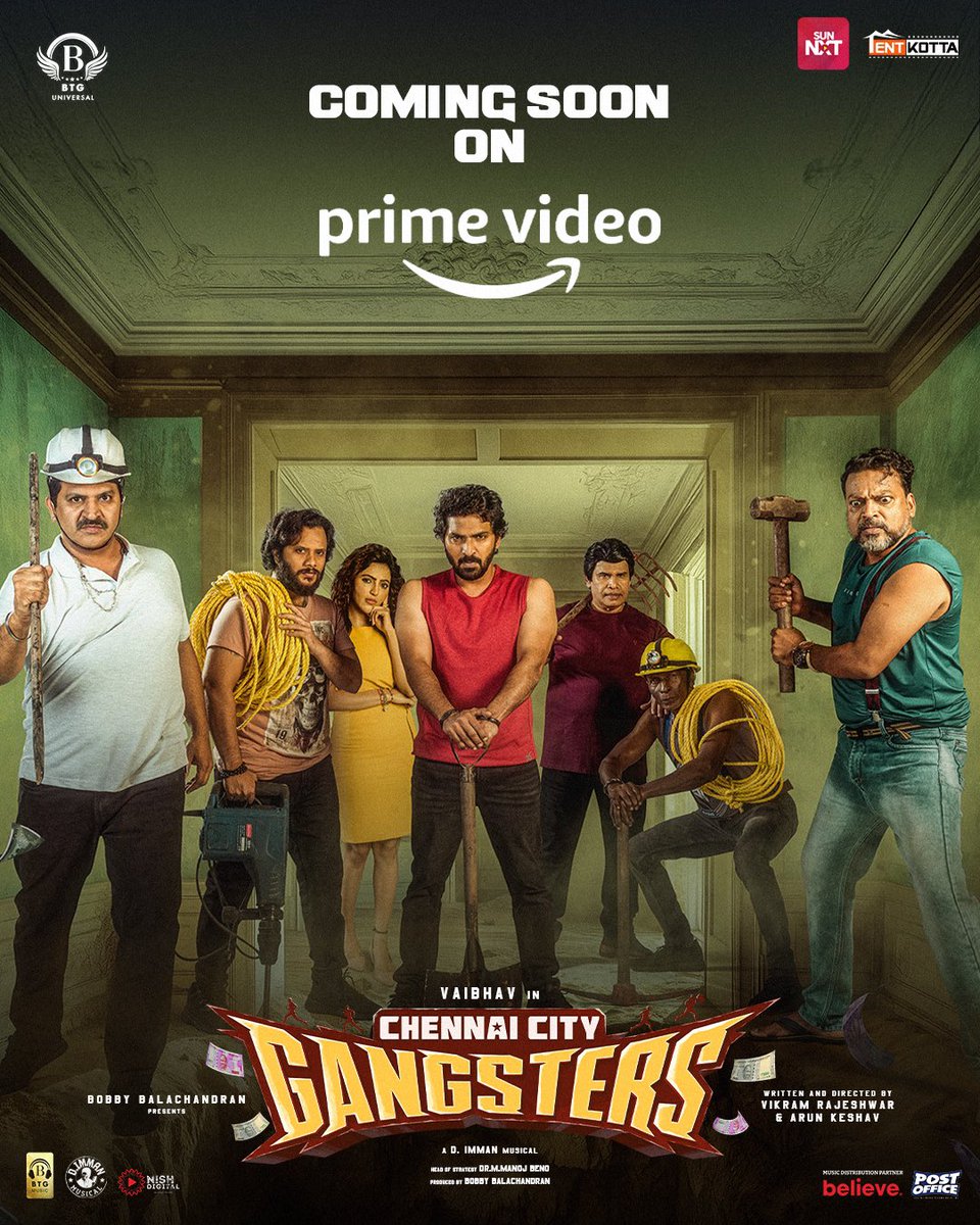 BTGUniversal's tweet image. They had one job... and too many problems.
The comedy-heist caper Chennai City Gangsters is coming soon to Amazon Prime Video.
Stay tuned!
#streamingsoon #ChennaiCityGangsters #AmazonPrimeVideo #TamilCinema
An @immancomposer musical!
@BTGUniversal @bbobby @ManojBeno…
