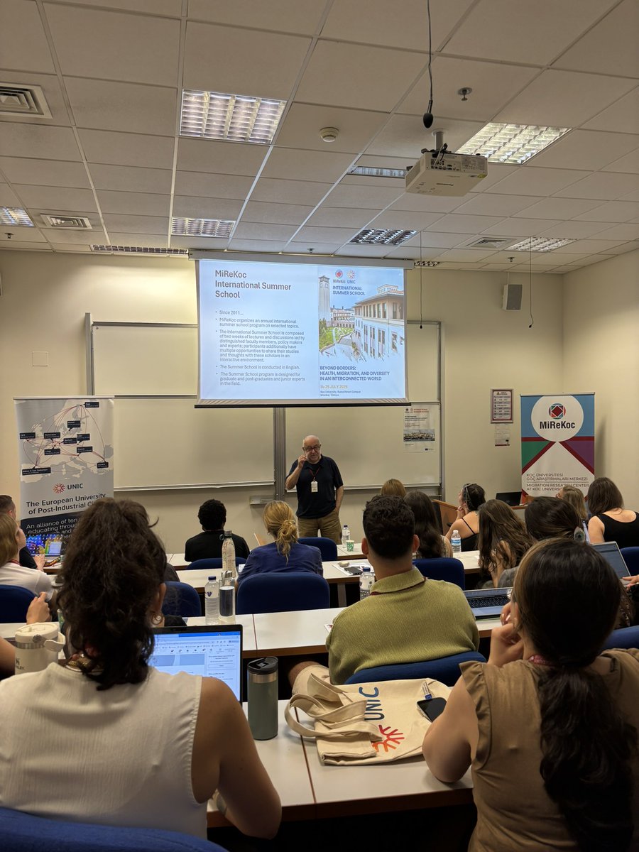 MiReKoc's tweet image. Kicking off MiReKoc-UNIC Summer School 2025 “Beyond Borders: Health, Migration, and Diversity” with critical conversations on #displacement, #care, and #intersectionality in #health.

Opening: @AhmetIcduygu 
Keynote: @CollyerMC 
Lecture: Marie von Lilienfeld-Toal

@UNIC_EU