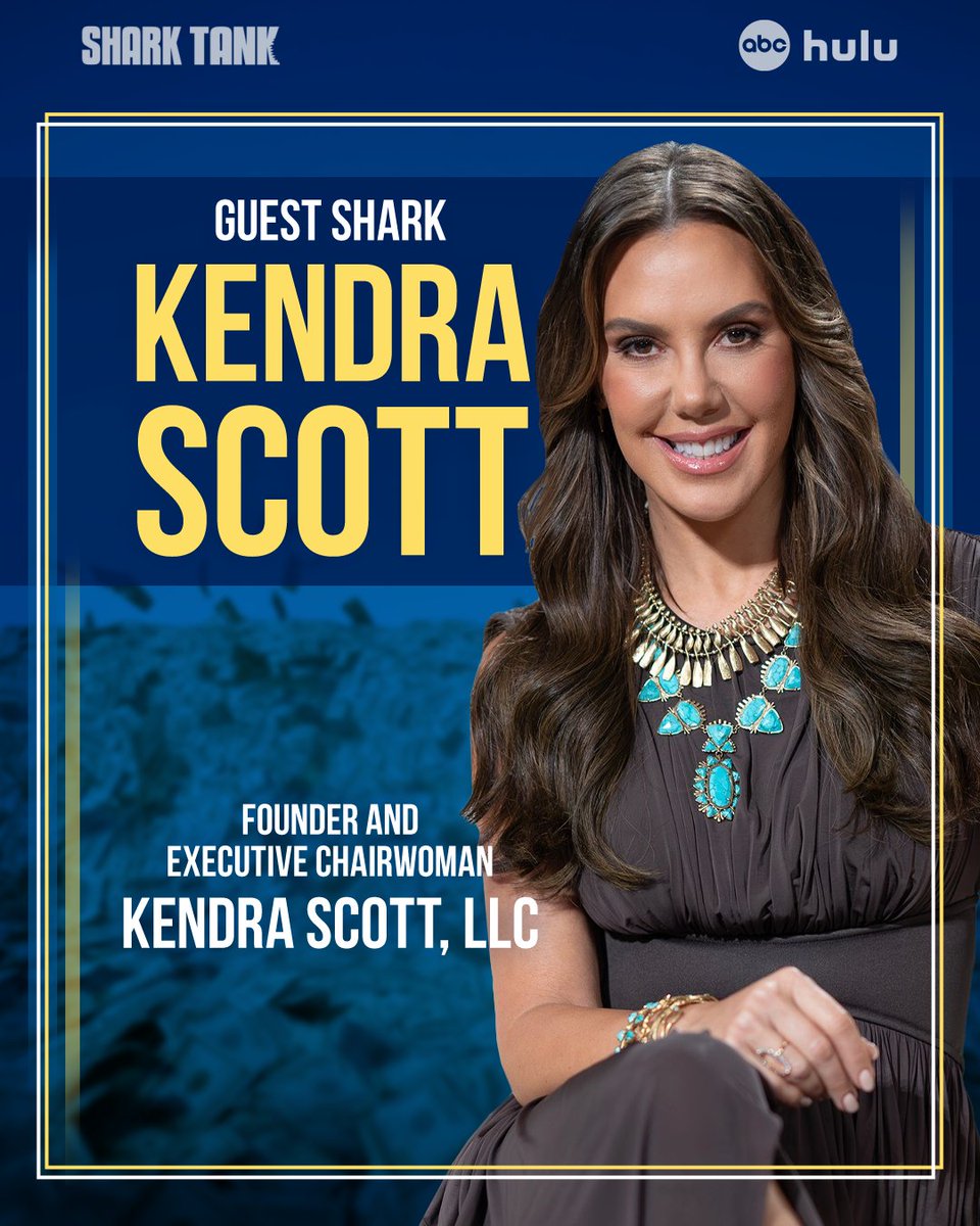 ABCSharkTank's tweet image. Kendra Scott is bringing the shine back to the Tank! ✨ Catch her return as a Guest Shark on the new season of #SharkTank, Wednesdays this fall on ABC and stream on Hulu.